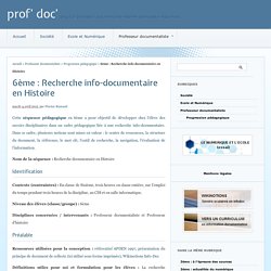 6ème : Recherche info-documentaire en Histoire - prof' doc'