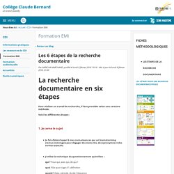 Les 6 étapes de la recherche documentaire - Formation EMI - Collège Claude Bernard - Le Grand Quevilly