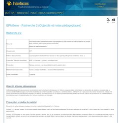 EPIdémie - Recherche 2 (Objectifs et notes pédagogiques)