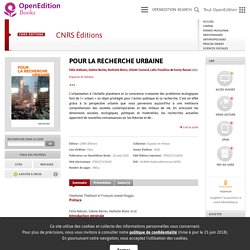 Pour la recherche urbaine - CNRS Éditions