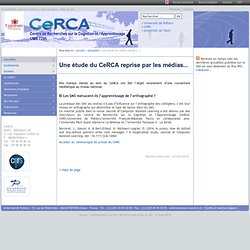 Une étude du CeRCA reprise par les médias... - CeRCA - Centre de Recherches sur la Cognition et l’Apprentissage - UMR 7295 - Université de Poitiers