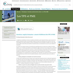 Les TPE et PME / Points sur des grands thèmes de travail du Céreq / articles
