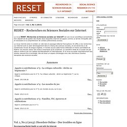 RESET - Recherches en Sciences Sociales sur Internet
