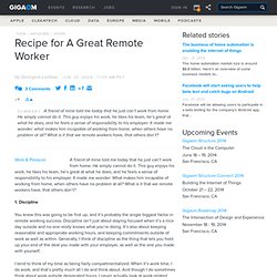 Recipe for A Great Remote Worker