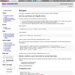 Recipes - Open CASCADE Wiki