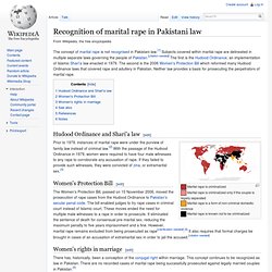 Recognition of marital rape in Pakistani law