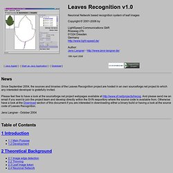 Leaves Recognition - a leaf image recognition based on a neuronal network