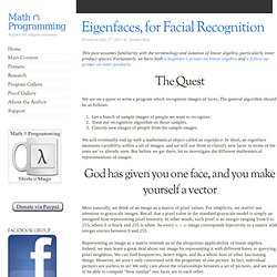 Eigenfaces, for Facial Recognition