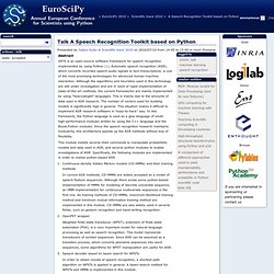 A Speech Recognition Toolkit based on Python (EuroSciPy)