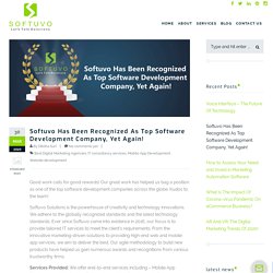 Softuvo Has Been Recognized As Top Software Development Company