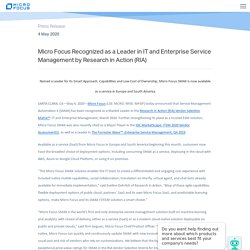 Micro Focus Recognized as a Leader in IT and Enterprise Service Management by Research in Action (RIA)