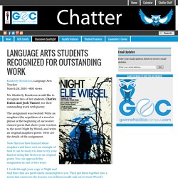 Chatter : LANGUAGE ARTS STUDENTS RECOGNIZED FOR OUTSTANDING WORK