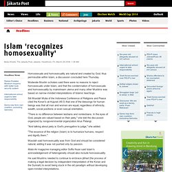 Islam 'recognizes homosexuality'