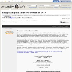 Recognizing the Inferior Function in INTP