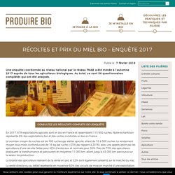 Récoltes et prix du miel bio - enquête 2017