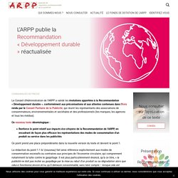 29.04.2020 - L’ARPP publie la Recommandation « Développement durable » réactualisée