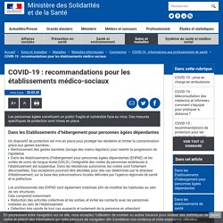 COVID-19 : recommandations pour les établissements médico-sociaux