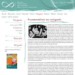 Recommandations aux enseignants - Association Elisabeth d’Ornano para el Trouble de déficit de l'attention/hyperactivité (TDAH)