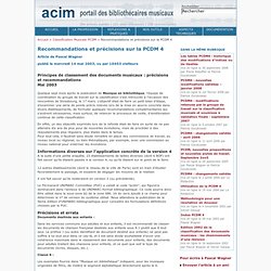 Recommandations et précisions sur la PCDM 4