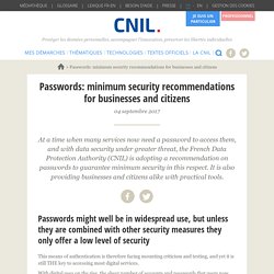 Passwords: minimum security recommendations for businesses and citizens