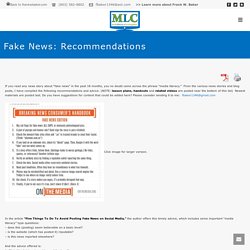 Fake News: Recommendations - Media Literacy Clearinghouse