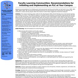 Faculty Learning Communities: Recommendations for Initiating and Implementing an FLC at Your Campus