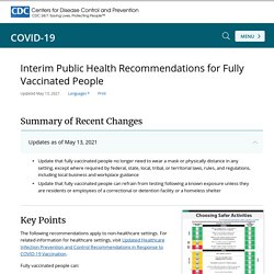 CDC 27.04.21 Interim Public Health Recommendations for Fully Vaccinated People