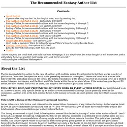 The Recommended Fantasy Author List