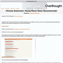 Overthinking It - Chrome Extension: HackerNews News Recommender