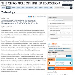 American Council on Education Recommends 5 MOOCs for Credit - Technology