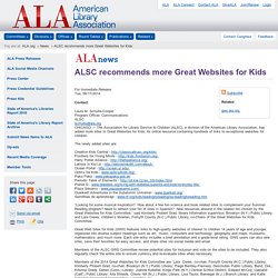 ALSC recommends more Great Websites for Kids