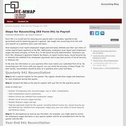 Steps for Reconciling IRS Form 941 to Payroll