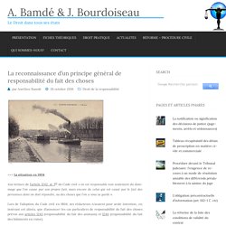 La reconnaissance d’un principe général de responsabilité du fait des choses