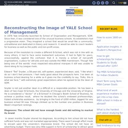 Reconstructing the Image of YALE School of Management