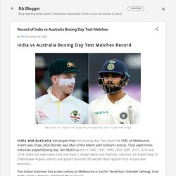 Record of India vs Australia Boxing Day Test Matches