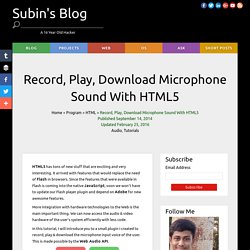 Record, Play, Download Microphone Sound With HTML5 - Subin's Blog