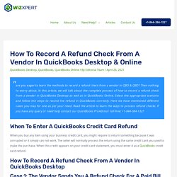 Record a Refund Check from a Vendor in QB Deskop & Online