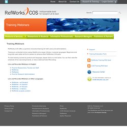 Live and recorded training for RefWorks, COS Pivot, RefAware