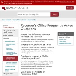 Ramsey County - Recorders Office frequently adked questions