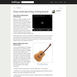 Home Audio Recording: Getting Started