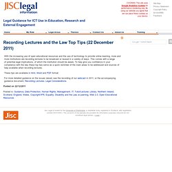 Recording Lectures and the Law Top Tips (22/12/2011)