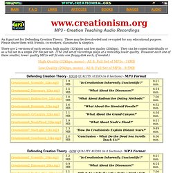 MP3 - Creation Teaching Audio Recordings - www.creationism.org