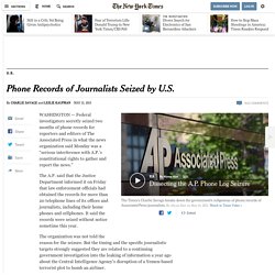Phone Records of Journalists of The Associated Press Seized by U.S.
