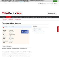 Records and Data Manager Job Vacancy in London
