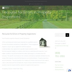 Recourse for Errors in Property Inspections