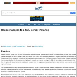 Recover access to a SQL Server instance