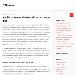 A Guide to Recover the Deleted Contacts on an iPad - DPioneer