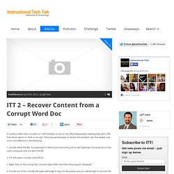 ITT 2 – Recover Content from a Corrupt Word Doc