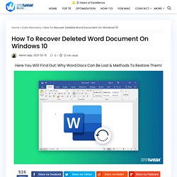 How To Recover Deleted Word Document On Windows 10