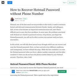 How to Recover Hotmail Password without Phone Number